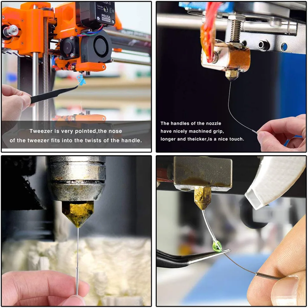 3D Printing Nozzle Cleaning Steel Needle Wiper Nozzle Needle Stainless Steel Tweezers 6