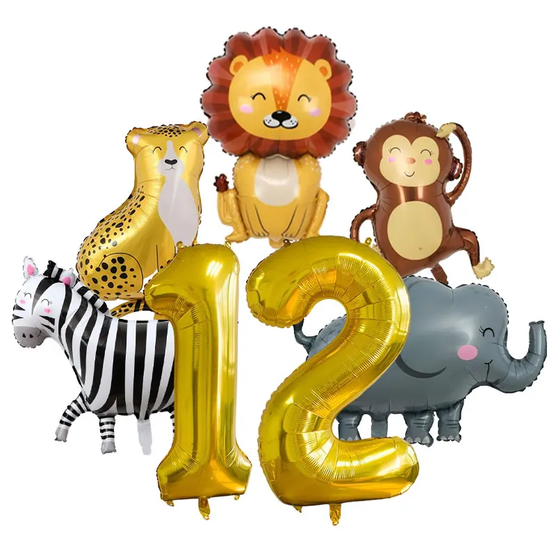 Dschungeltier-Ballons Riesige Affen-, Löwen-, Tiger-, Giraffen-Folienballons Hintergrundvorhänge Kindergeburtstag Party-Dekor Zubehör – Detail 38
