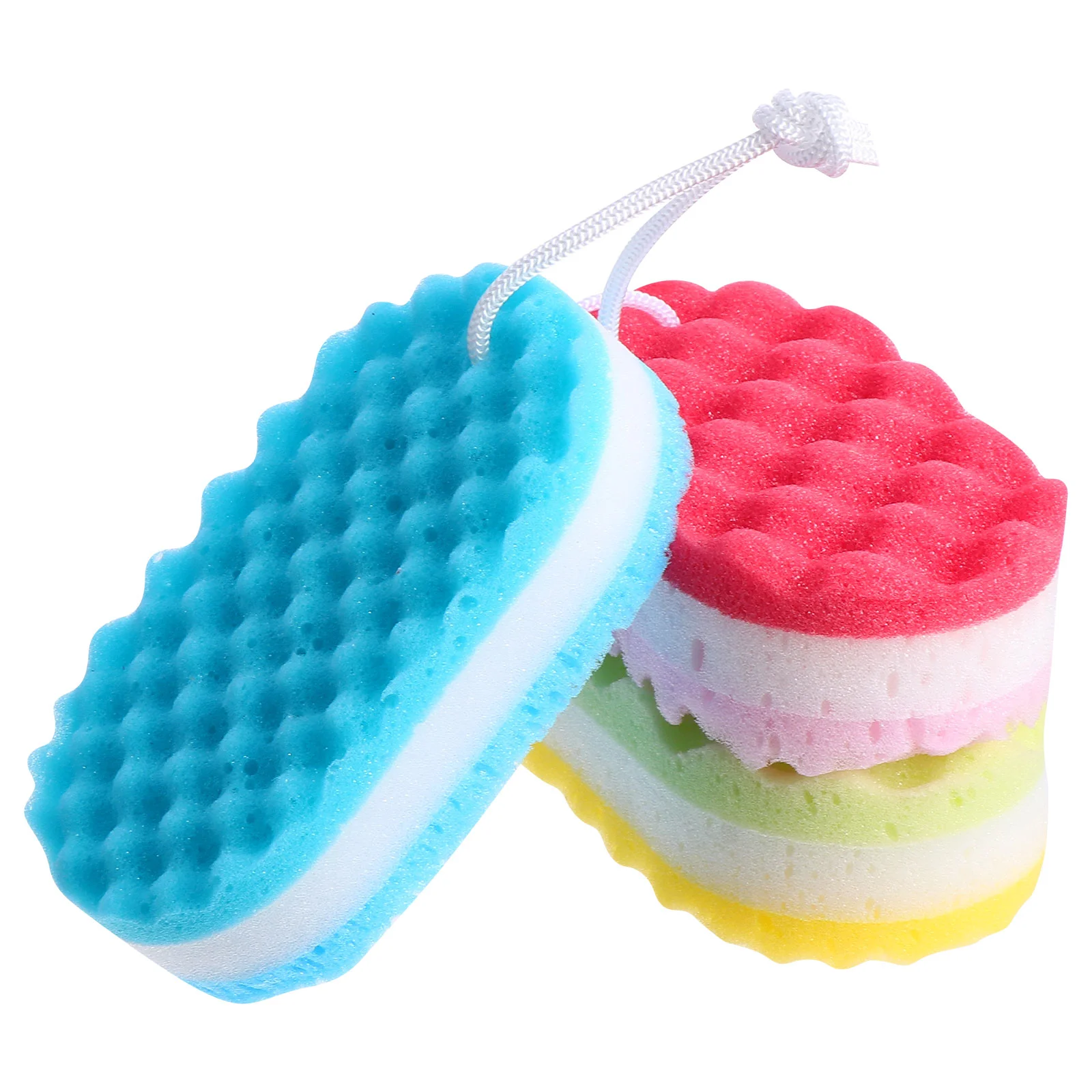 3 Pcs Three Layer Bath Sponge Facial Scrubber Tub Cleaning Supplies Body Aldult