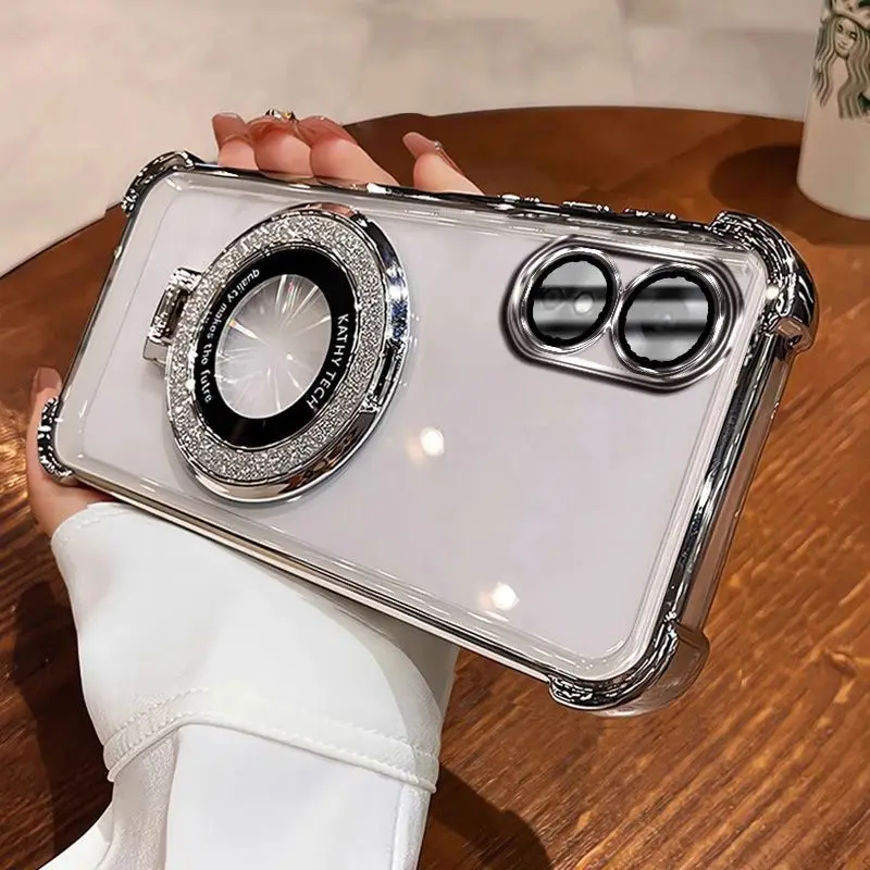 Magnetic Holder Anti-Fall Soft Transparent Protective Phone Case