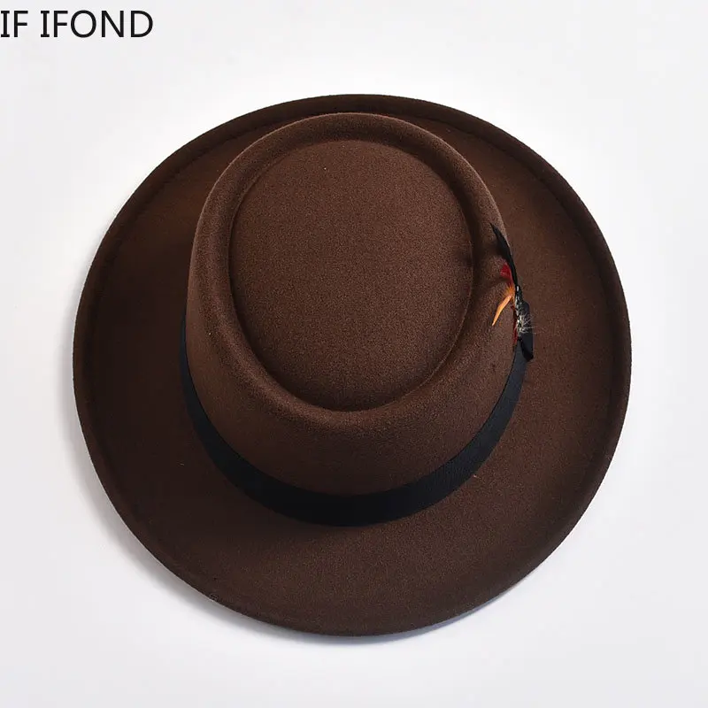 Cappello Trilby In Feltro Di Lana 100% - Stile Pork Pie, Foderato Raso, Fatto A Mano, Per Uomo - Foto 2