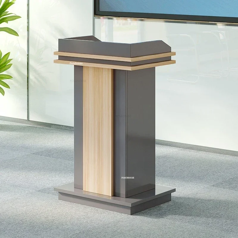 Small Church Pulpit Creative Wooden Reception Desks Modern Front Desk Welcome Desk Restaurant Shopping Guide with Wheels