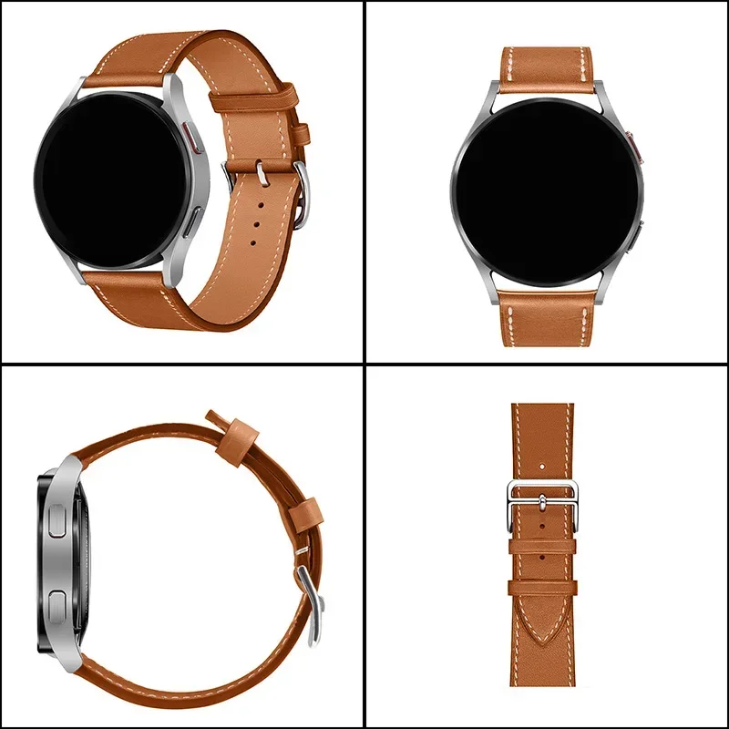 Elegant Leather Wristband Replacement for Smartwatches - 20mm/22mm Strap Bracelet