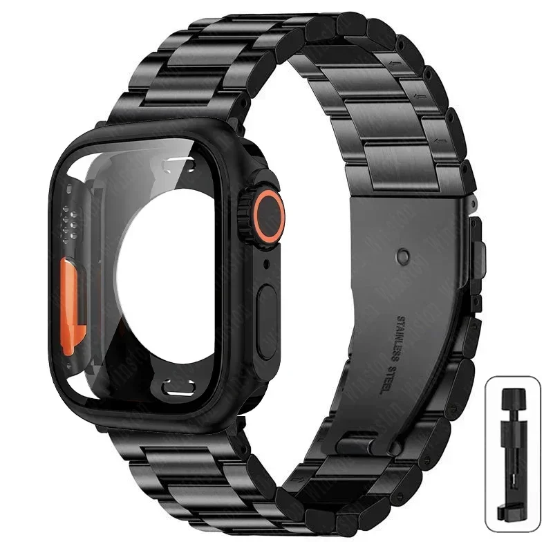 Premium Stainless Steel Watch Strap with Ultra Protective Case