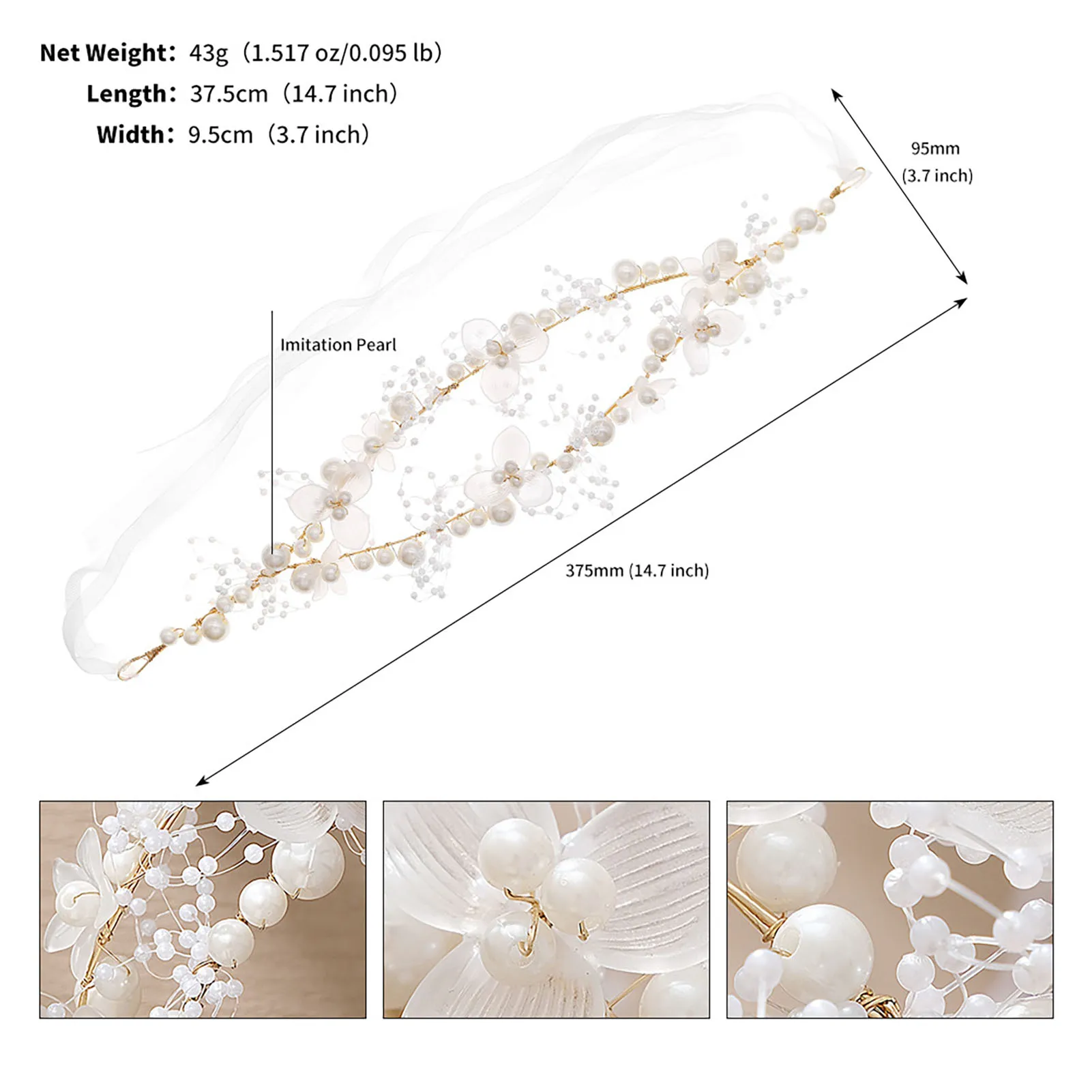 Wedding Hairband Bridal Hair Jewelry Gentle Flower Pearl Headdress Ribbon Fashion Beads Marriage Headbands Lady Tiaras Gift jewelry accessories hair accessory hair headdress bridal headwear hair band crown