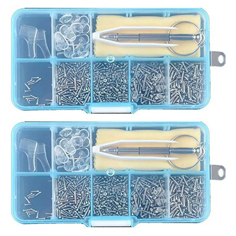 

Promotion! 2X Eyeglass Sunglass Repair Kit With Screws Tweezers Screwdriver Tiny Mini Screws Nuts Assortment Repair Nose Pads