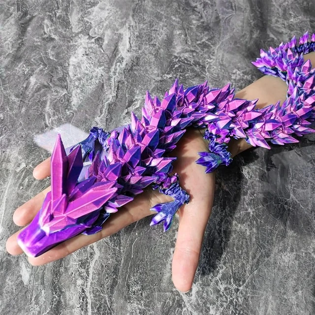 Adult Crystal Wing Dragon- Pink | Miniature | 3D printed | Fidget Toy |  10.5in.