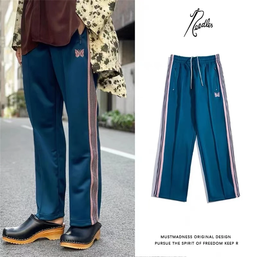 

Japanese needles butterfly pants loose straight tube webbing pants men's Retro wide leg pants embroidered Sweatpants
