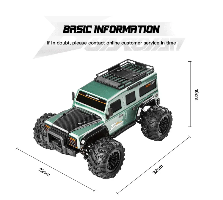 Voiture télécommandée 4x4 - Verte tout-terrain 1/16