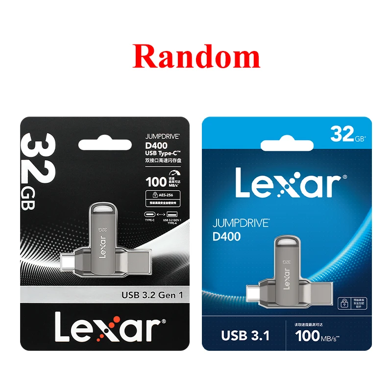 Original Lexar USB3.1 JumpDrive TYPE-C D400 Encrypted 256GB 128GB 64GB 32GB Metal 130MB/s Udisk Flash Memory Stick for Desktop USB Flash Drive