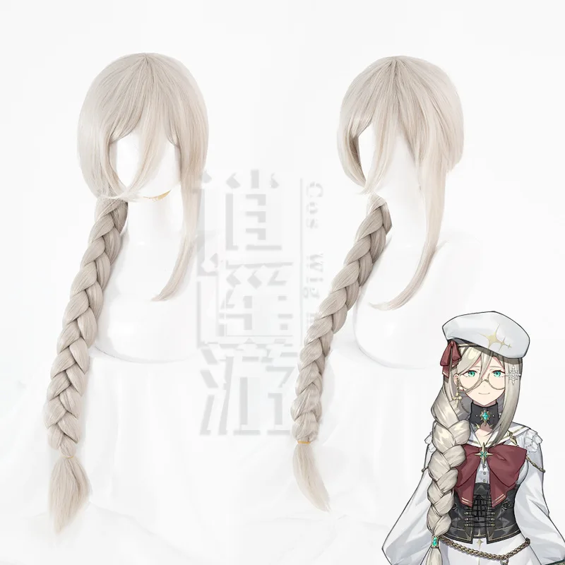 

80cm Aia Amare Cosplay Wig Vtuber ILUNA Aia Amare Wig 80cm Long Linen Grey Thick Braids Heat Resistant Synthetic Hair Wigs