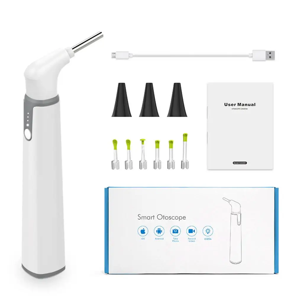 Smart WIFI Visual HD Digital Otoscope Ear Endoscope Camera 3.9mm Ear Wax Cleaner Camera for Ears Nose Dental L0Z9