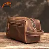 NUPUGOO Genuine Leather Clutch Bag Crazy Horse Skin Cosmetic Bag Multifunctional Wash Bag Leisure Storage Bag 1