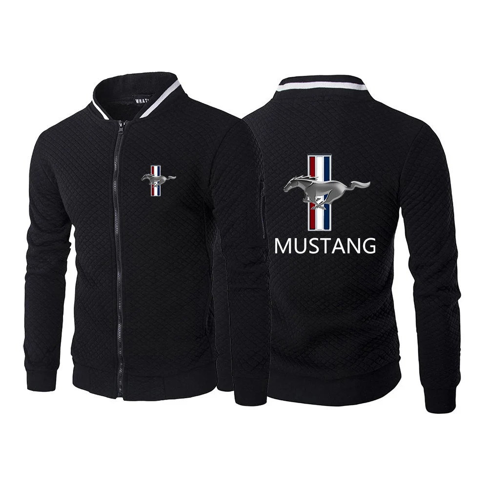 

2023 Ford Mustang Men New High Quality Fashion Zipper Round Neck Casual Slim Hoody Sweatshirt Cardigan Coat Hooded Top Clothing