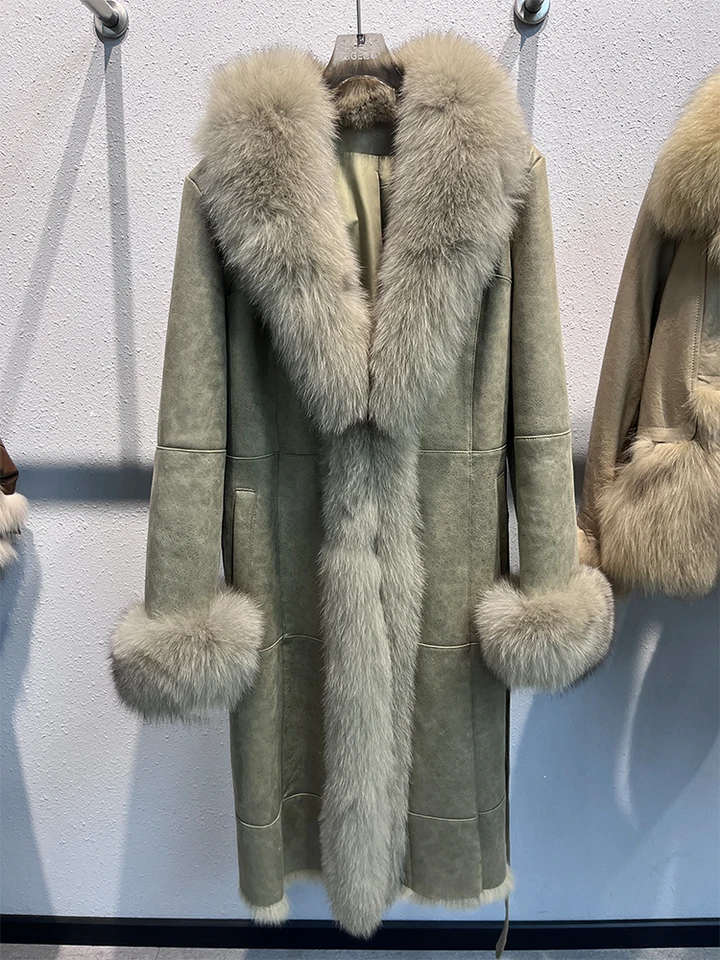 高品質　高級感あふれ　コート　ウール　キツネの毛　襟　通勤　純色　ベージュ＆グレー＆コーヒー色　三色　色選択可　L134 女性のためのキツネの毛皮の襟付きコート,高品質のウールのケープ,両面カシミア,秋と冬,新しい2022 - AliExpress