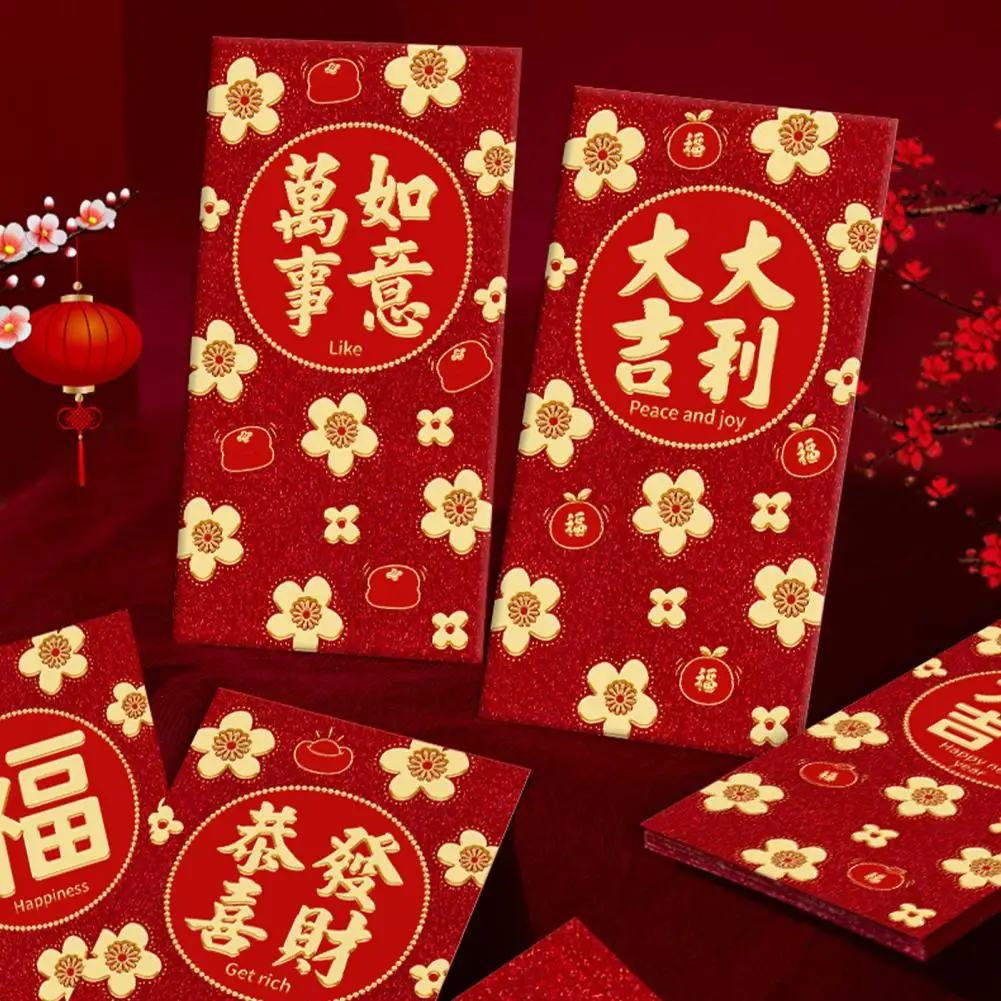 

Lucky Envelopes for New Year Exquisite Festive Chinese Style Dragon Pattern Envelope Set for New Year Celebrations 6pcs Pocket