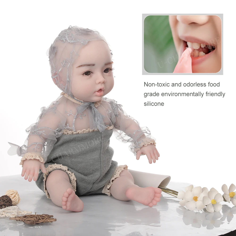 

U-charmmore 18.5inch 3kg Realistic Baby Doll Silicone Dolls Baby Lifelike Newborn Doll Children Toys Art Collection Doll Gift