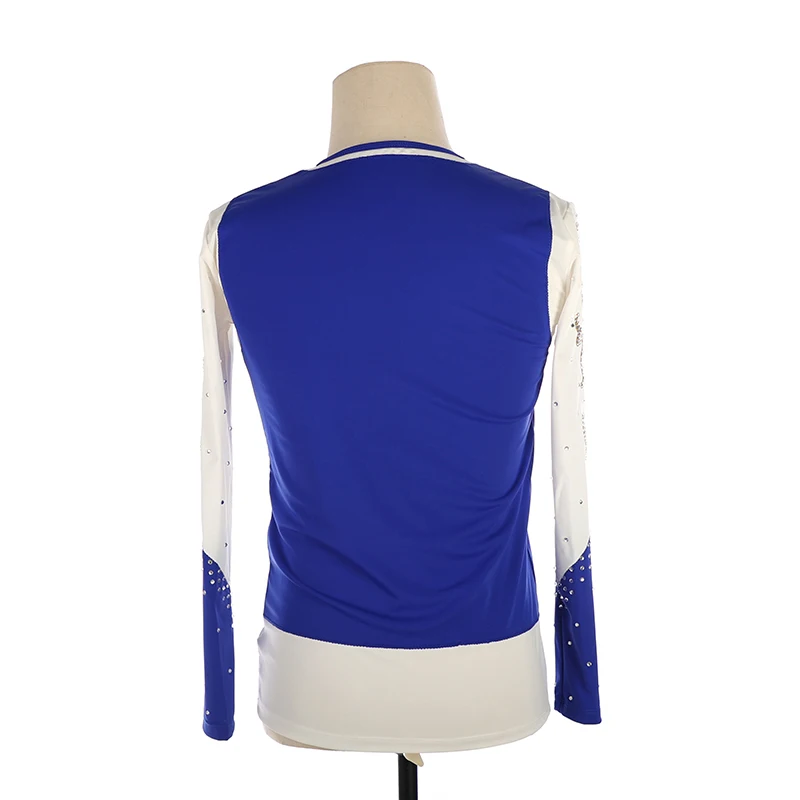 Nasinaya Boys' Rhythmic Gymnastics Men's Figure Skating Performance Costume Competition Blue Round Neck Shirt Top Golden