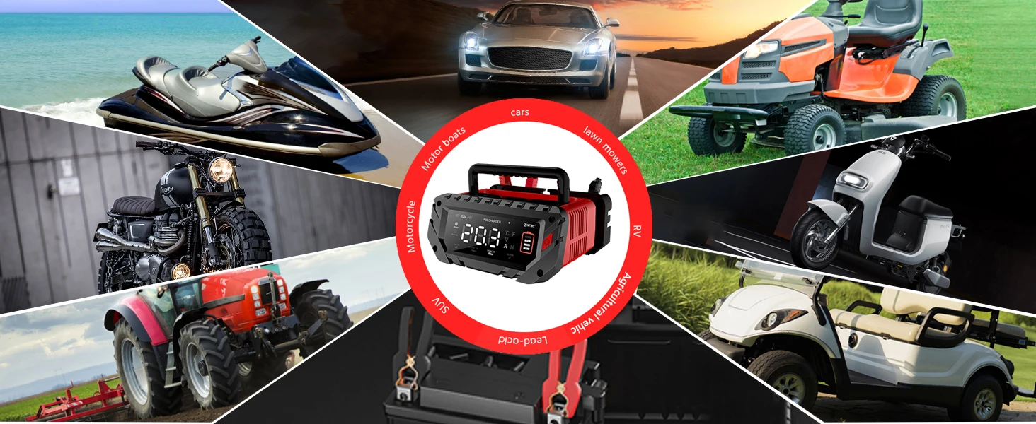 30A/26A/20A 12V 24V Automatic Battery Charger Pulse Repair Maintainer for ATV Tr
