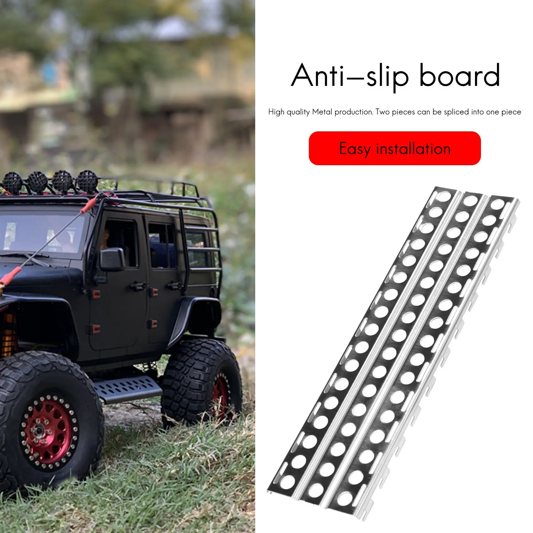 AEF1-2Pcs 축방향 SCX10 TRX-4 D90 1/10 RC 크롤러 자동차용 스테인레스 스틸 모래 사다리 보드