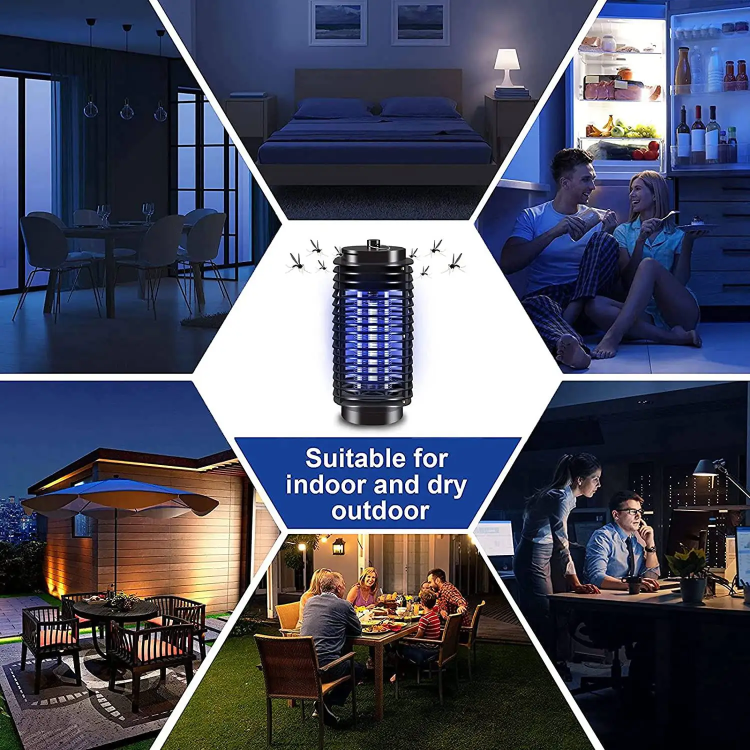Electric Bug Zapper, Bug Zapper Indoor and Outdoor, Fly Zapper with Blue Lights Mosquito Lamp for Garden, Patio,US
