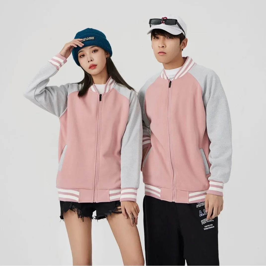 Customizable Long Sleeve Thickened Sweatshirt Cardigan Printed Baseball Jersey for Group Autumn Winter Workwear Outerwear