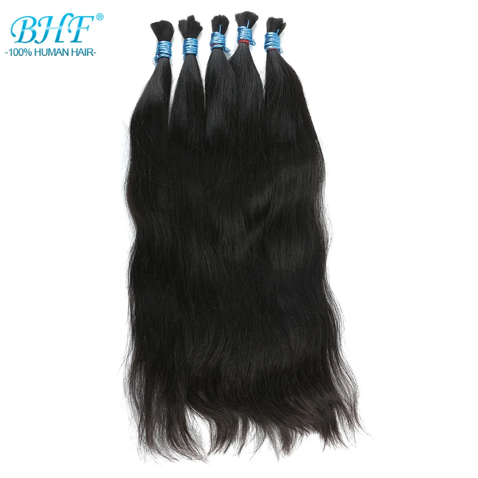 BHF Human Braiding Hair Bulk No Weft Extensions Remy Straight Bulk Human Hair For Braiding Micro