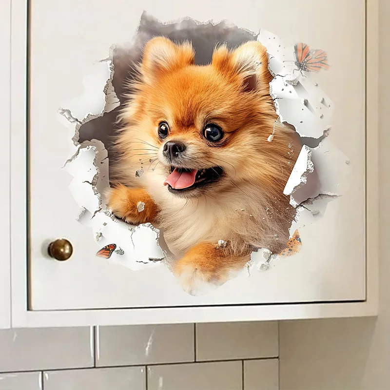 T2263# Pomeranian Toilet Stickers Decoration for Living Room, Wall, Bedroom, and Home Decor Car Decals Self-Adhesive