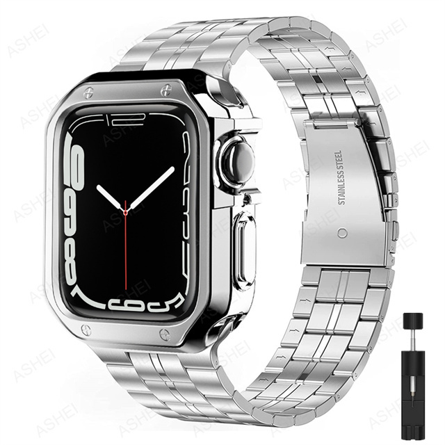 Case for Apple Watch 41mm 45mm 40mm 44mm 38mm 42mm Series 7 6 SE 5 4 3 Watch Band Ultra-thin Stainless Steel Bracelet