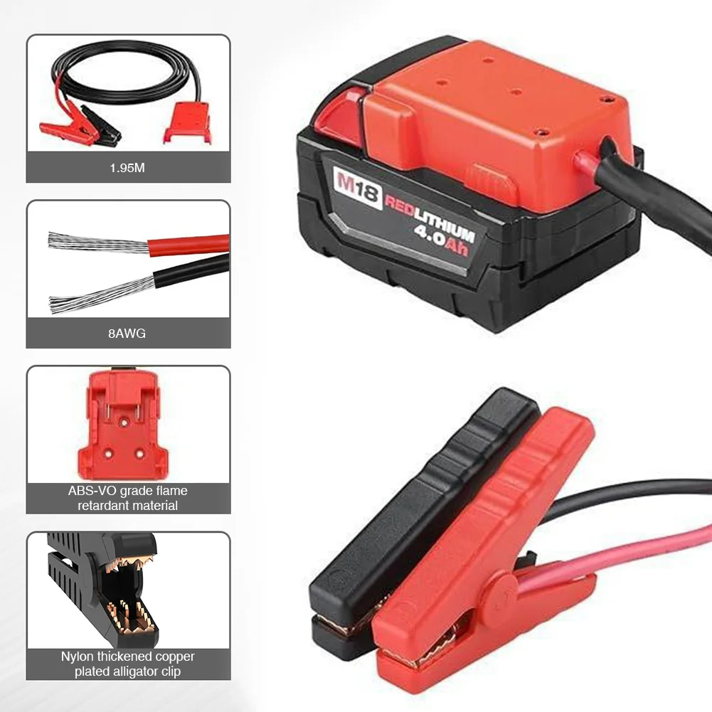 18V Battery Jump Starter Jumper Cable Clamps Jump Starter Cable for Most 12V Motorcycles Cars SUVs