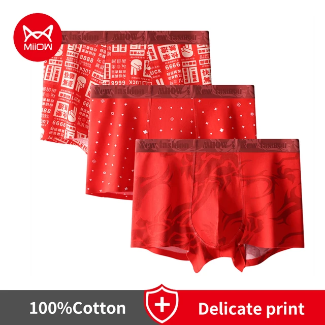 MiiOW 3pcs Cotton Antibacterial Men's Panties Underwear Seamless