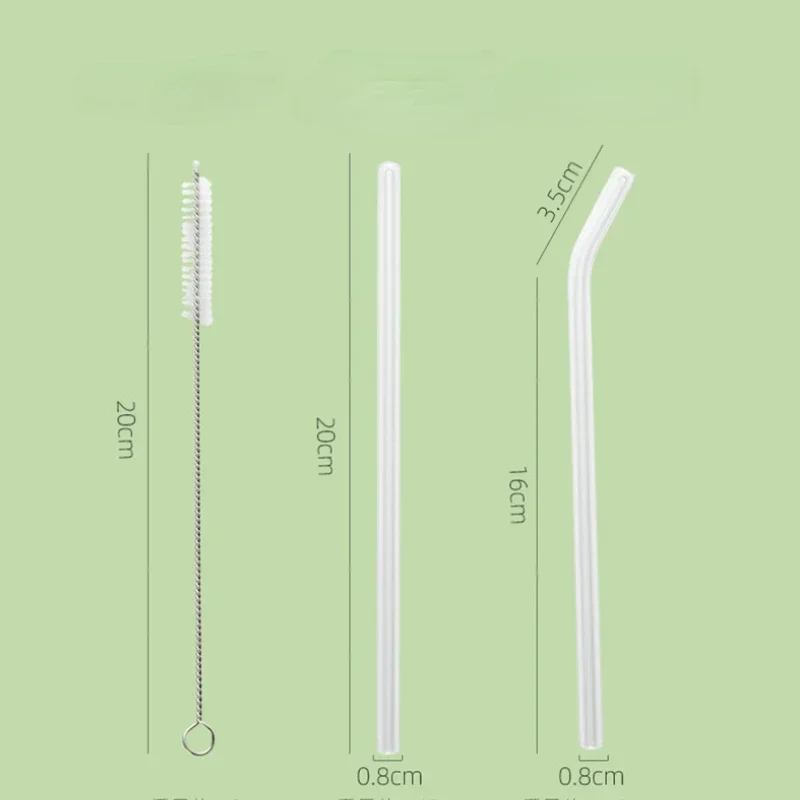 Glass Straw Set Drinking Straws 1Pc 200*8mm Clear Glass Straws for Smoothies Cocktails Healthy Reusable Eco Friendly Drinkware Accessory
