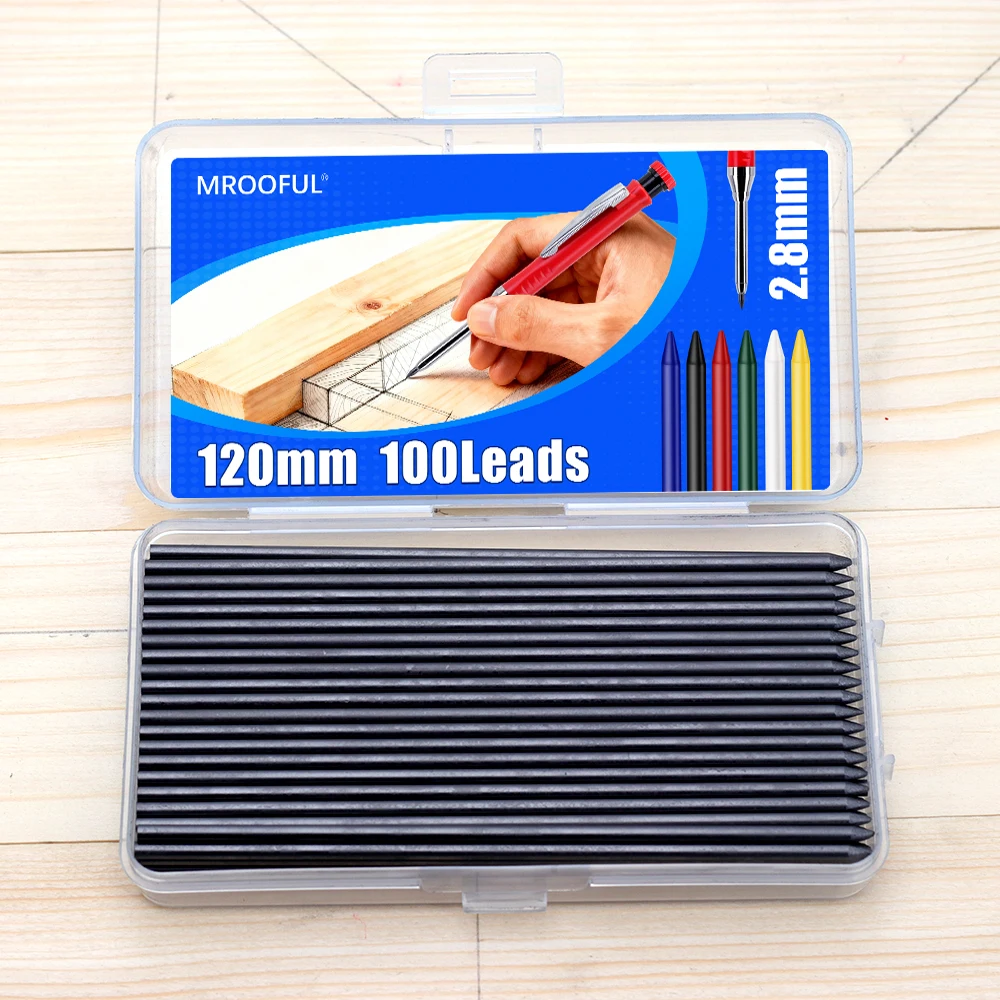 새로운 목공용 기계식 연필심 리필, 100개/박스 2.8mm 교체 가능한 검정심 - 엔지니어링 마킹 스크라이빙 도구
