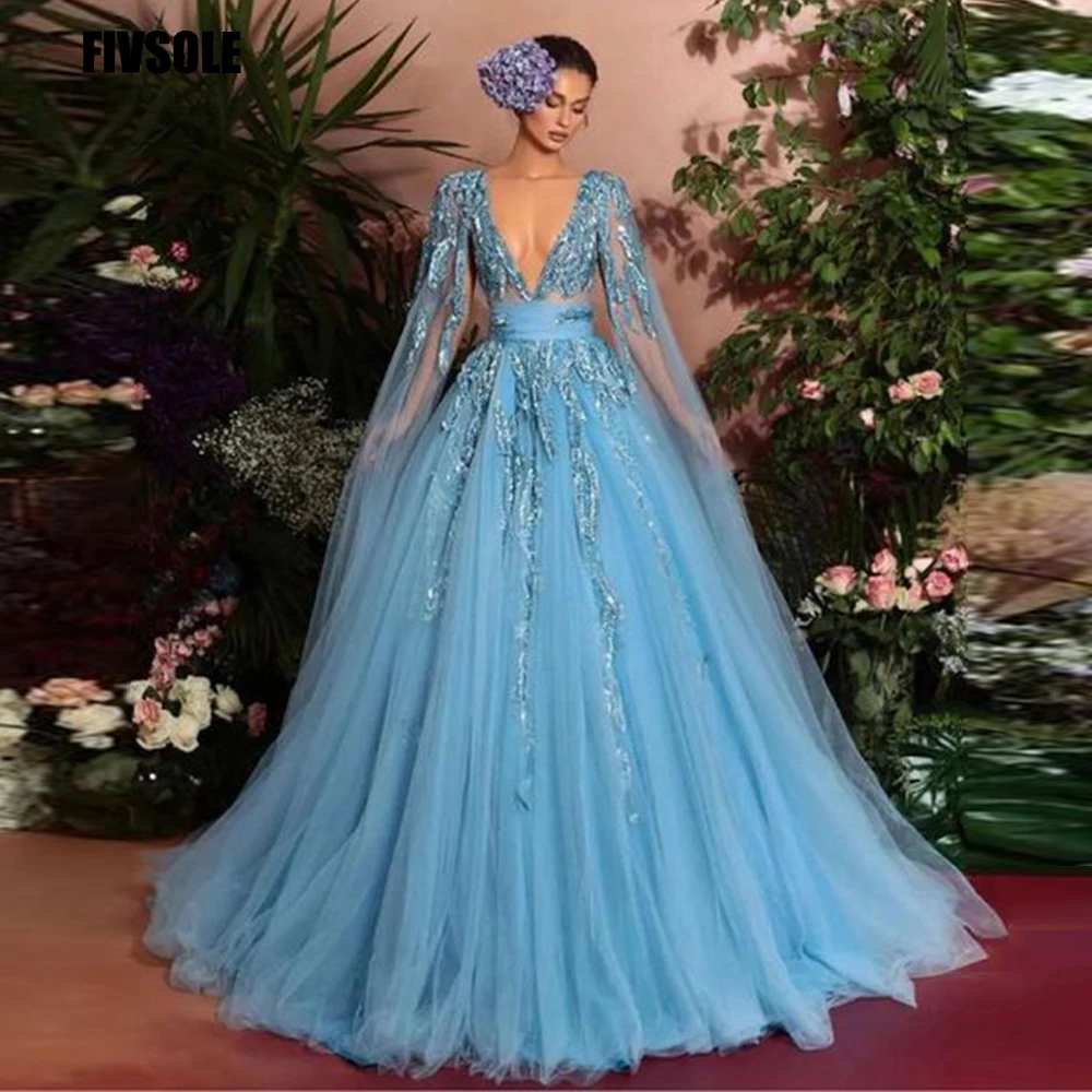 

Fivsole Charming Appliques Ball Gown Quinceanera Dresses V-neck Long Sleeves Sweet 16 Dress Vestidos De 15 Años Robes De Soirée