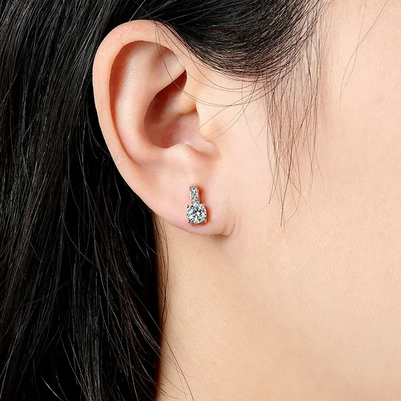 Rrjzz 6.5mm 5mm D 컬러 모이사나이트 펜던트 목걸이 여성용 드롭 귀걸이 GRA 인증 모조 다이아몬드 생일 쥬얼리 세트