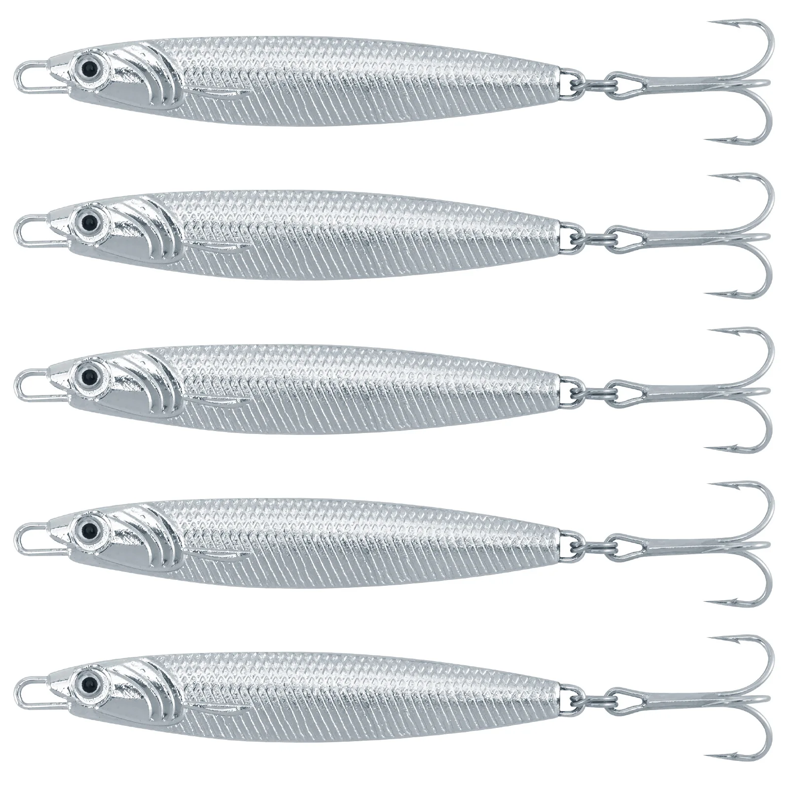 

3/5pcs Metal Casting Jig 30g Jigging Spoon Sprat Stinger Vertical Fishing Lure Trout Cod Pike Shore Saltwater Crankbait Wobbler