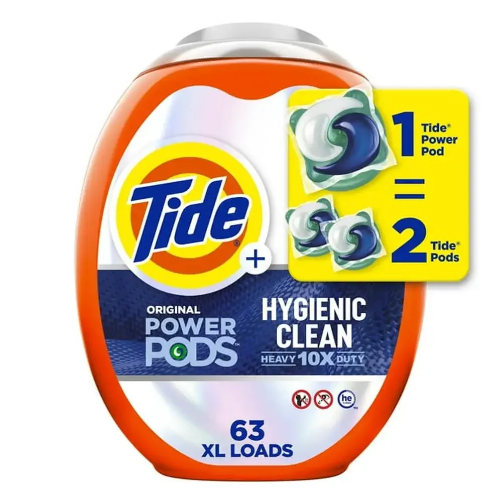 Hygienic Clean 10X Power Laundry PODS Removes Visible & Invisible Dirt Concentrated Formula Original Scent 63 Count Pack