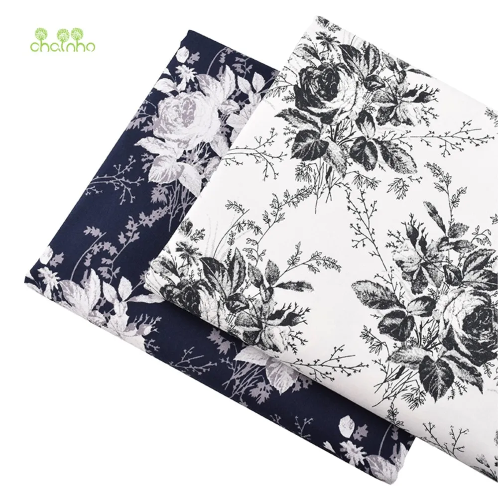 Chainho,Printed Stretch Poplin Plain Weave Cotton Fabric,DIY Quilting Sewing Dress Shirt Skirt Cloth Material,Rose Series,PCC58