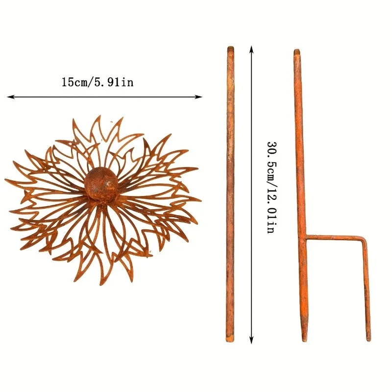 Cornflower art decoration, rust art metal floor plugs, garden, yard, lawn