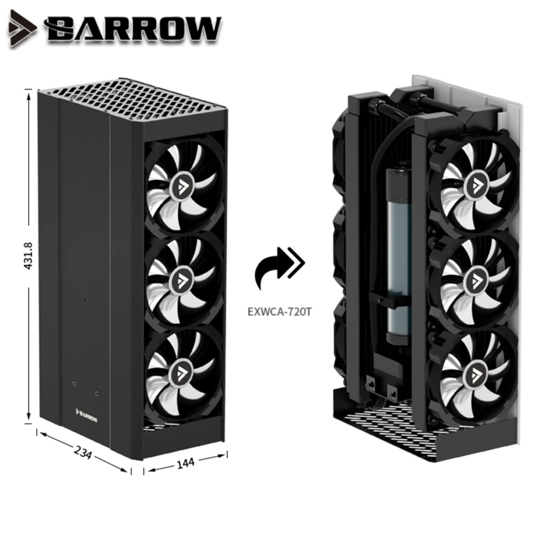 Barrow External Water Cooling Dock Itx Case Supports Dual 240 360mm