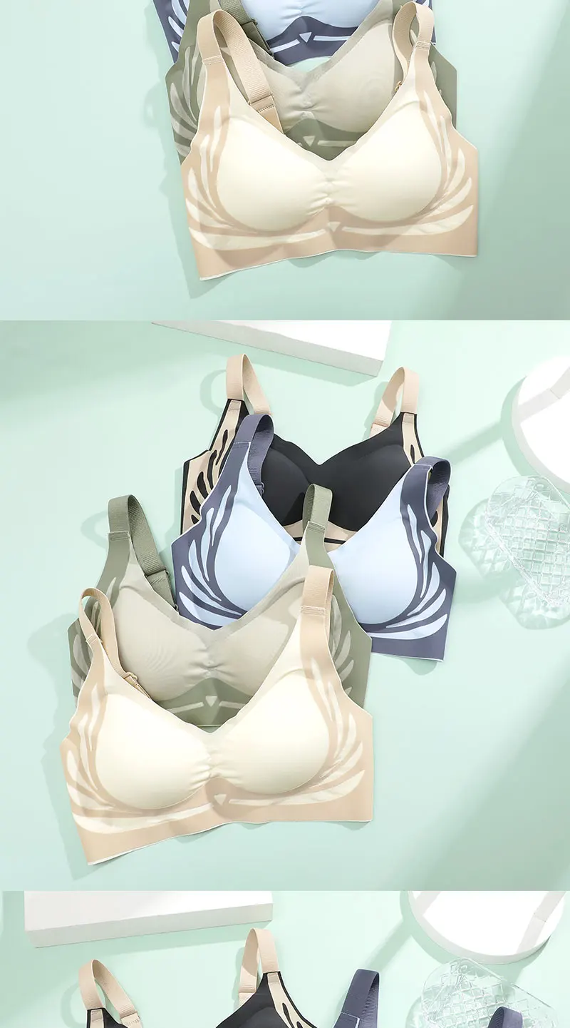 FINETOO Seamless Bras Plus Size Sports Push Up Bra Top Support Comfortable Underwear Brassiere Yoga Fitness Sleep Vest Bralette