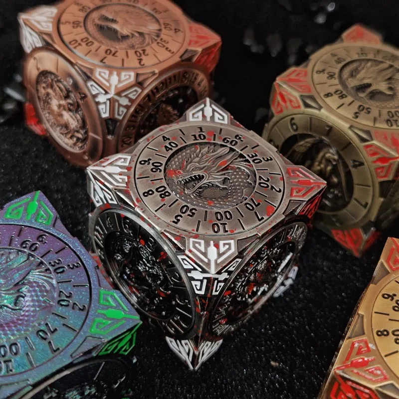 7-in-1 Dungeons & Dragons Turntable Dice Fidget Spinner Polyhedron Metal Roulette Party Role Playing Decompression EDC Gyro Toy