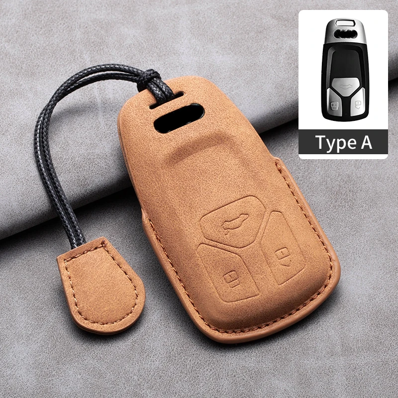 Premium Suede Leather Car Key Case Cover with Keychain Accessories