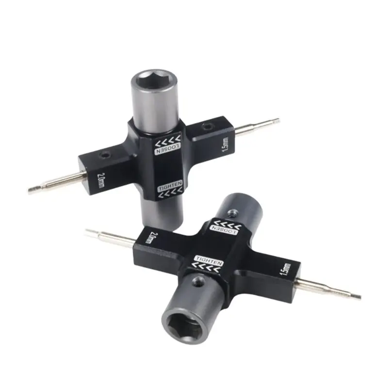 Clé à cliquet M5 pour hélices drone FPV - Outil métal avec tournevis hexagonaux 1,5/2,0mm