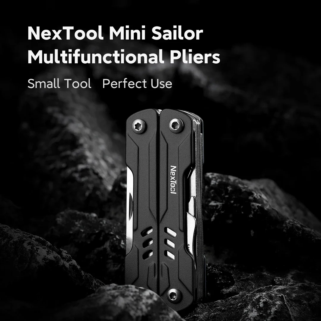 Фото Миниатюрные матросские плоскогубцы NexTool 11 в 1, многофункциональный инструмент, складные ножницы, отвертка, портативное уличное снаряжение для повседневного использования, ручные инструменты, черный цвет №3