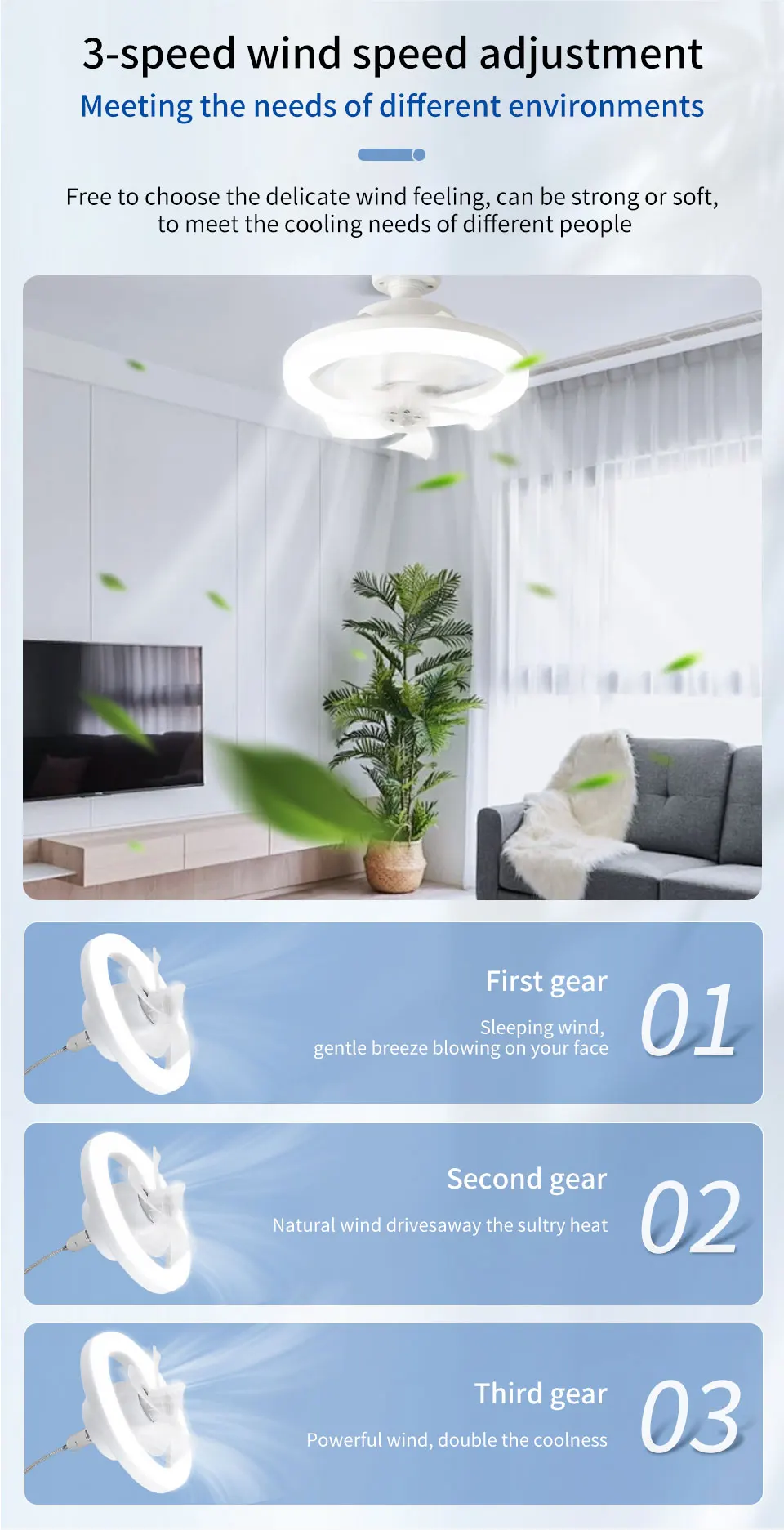 Description Picture 4 of itemSmart Ceiling Fan Light Bedroom Living Room Modern Simple Decor Lights Home Intelligent Remote Control Restaurant LED Fan Light