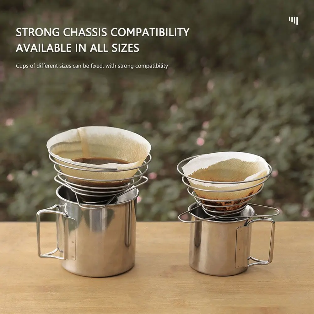 

Accessories Camping Stainless Steel Outdoor Tools Funnel Filter Cup Coffee Filter Holder Coffee Drip Rack Coffee Filter Cup