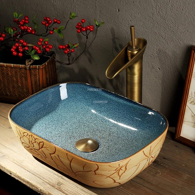 Ceramic Bathroom Sinks Oval Countertop Basin Home Bathroom Amenities Washbasin Small Art Single Basin Bathroom Washbasin N