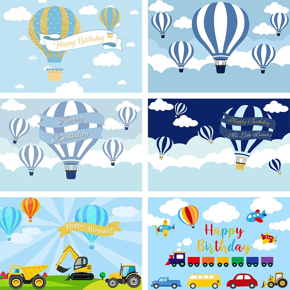 Baby Blue Hot Air Balloon Baby Shower, Gender Reveal, Birthday Vinyl  Backdrop - agrohort.ipb.ac.id
