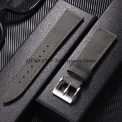 Vintage Retro Calfskin Leather Quick Release Watch Band - Universal - 22mm (Gray)